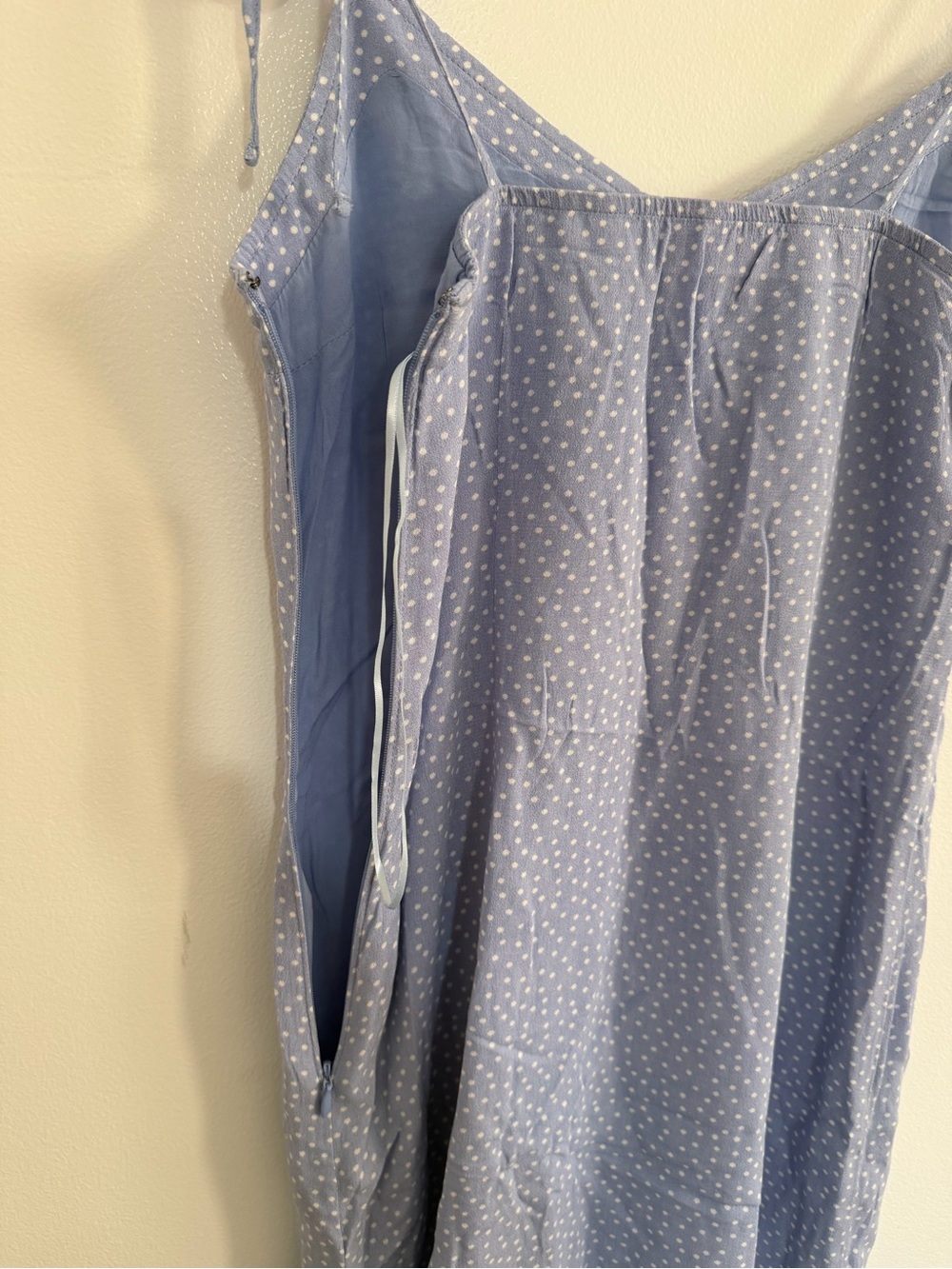 Abercrombie & Fitch Light Blue Polka Dot Tie-Strap Mini Dress - Picture 9 of 9